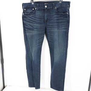 True Religion Jeans Mens 42 L32 Geno Relaxed Slim Flap pockets big T dark wash
